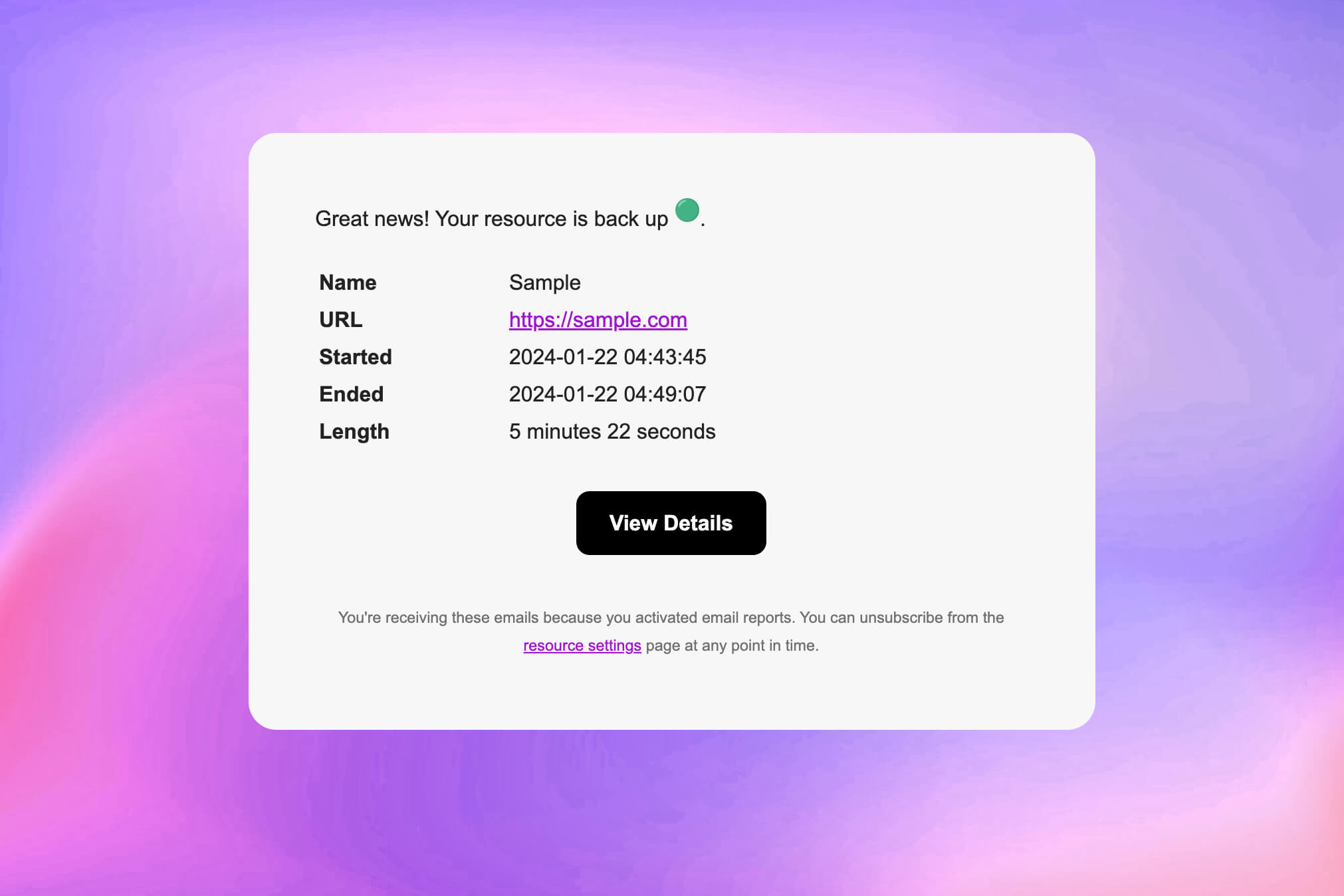 عکس صفحه ویژگی هشدارهای ایمیل اپلیکیشن